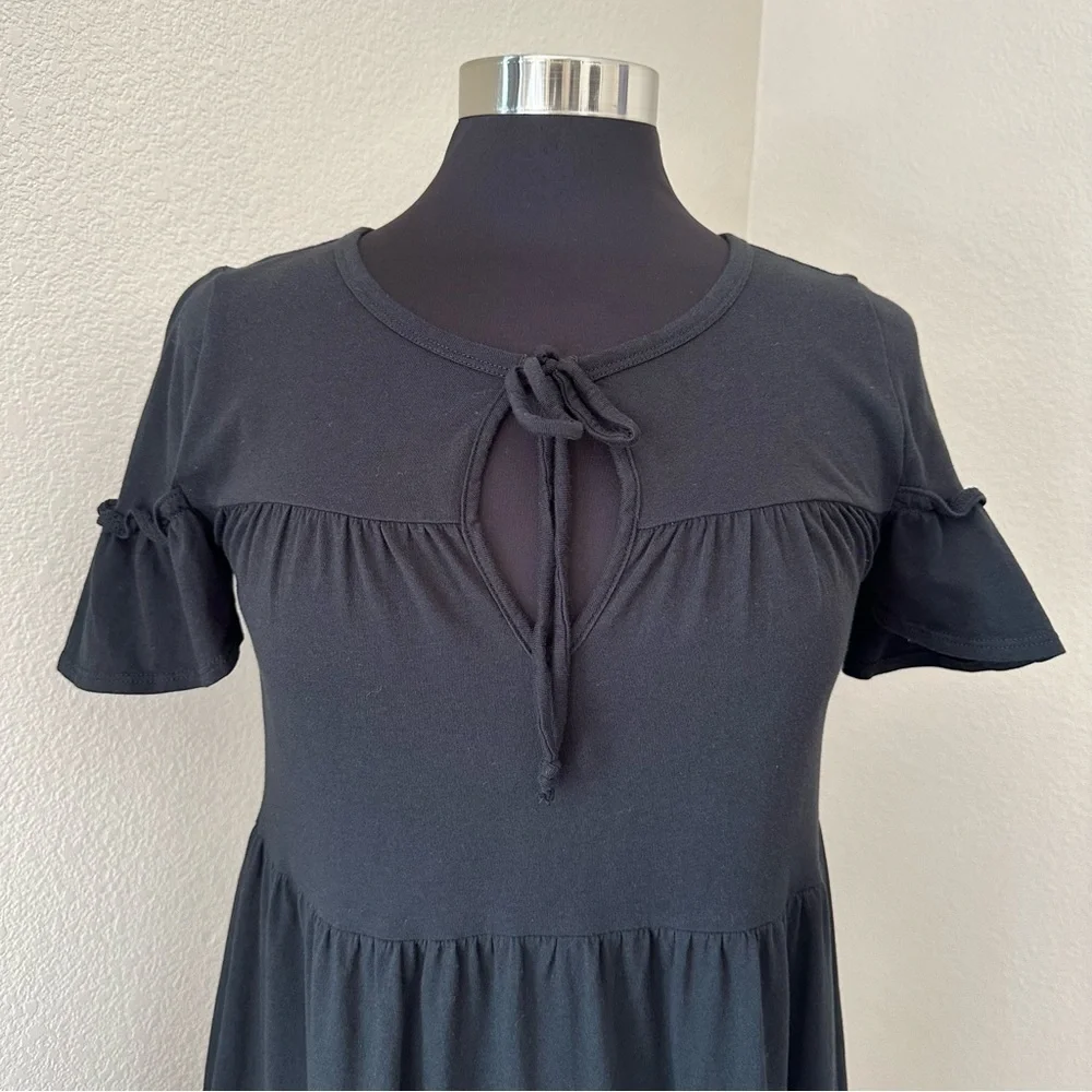 J. Crew Broken-In Jersey Knit Tiered Black Mini Dress Size XS